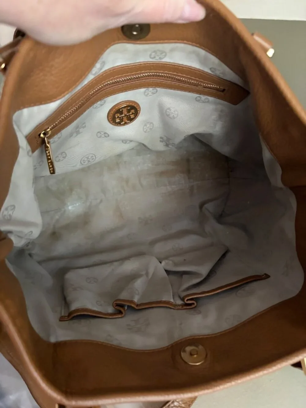 Tory Burch Amanda Tan Leather Tote Handbag Satchel